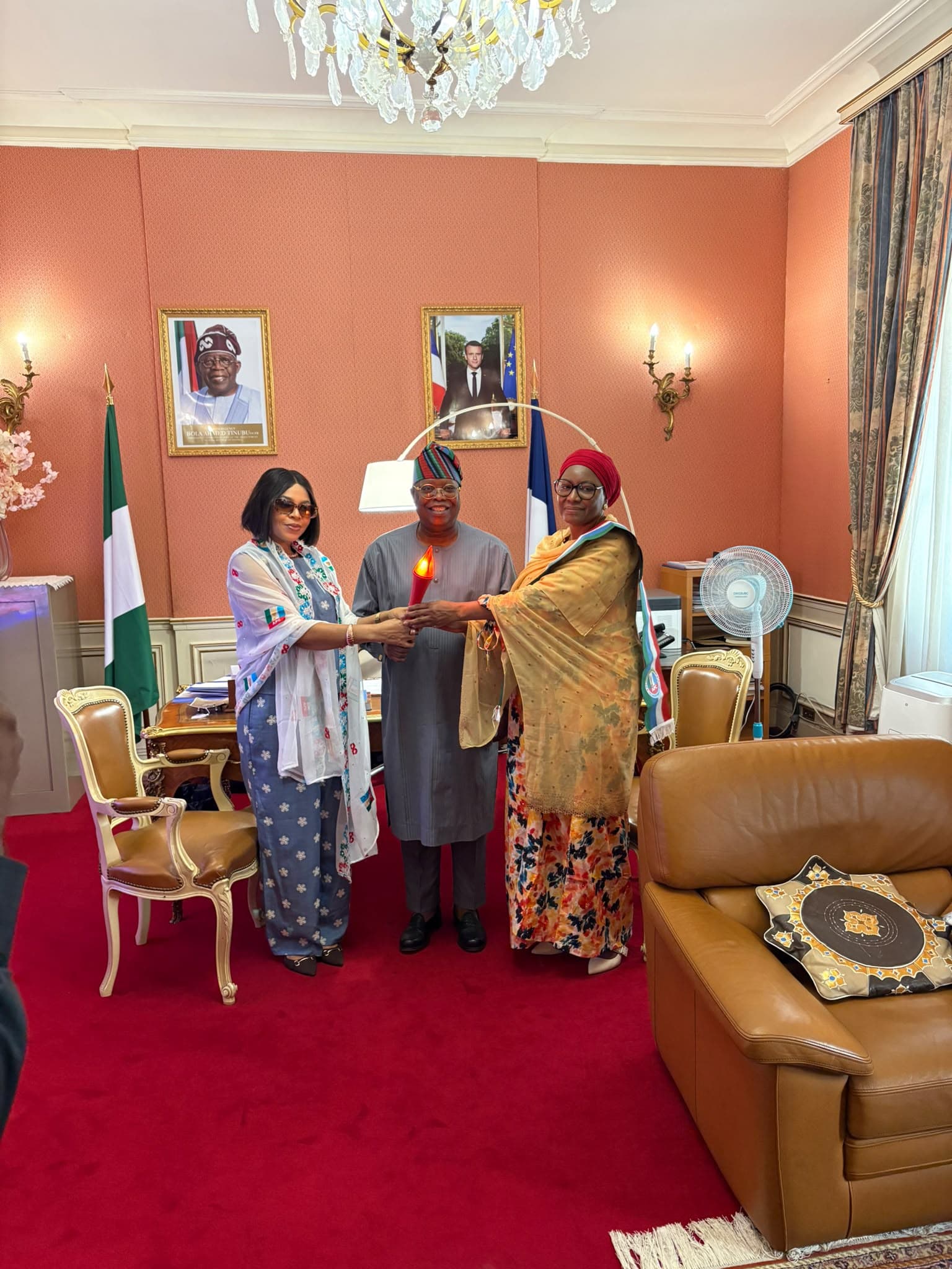 TTB France Delegation Presents Torch to Nigerian Ambassador